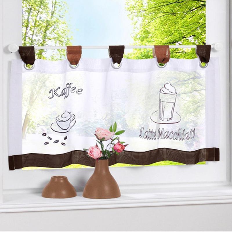 

2020 Embrodiery window curtain kitchen curtain decorative cafe voile sheer short curtains window valances home decor 45x90cm1, As pic