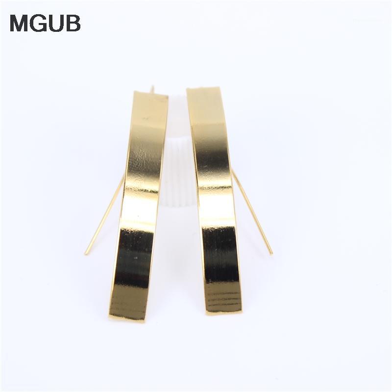 

MGUB gold color/silver color Smooth stainless steel popular female ear jewelry smooth reflective plane simple hanging ring LH1541