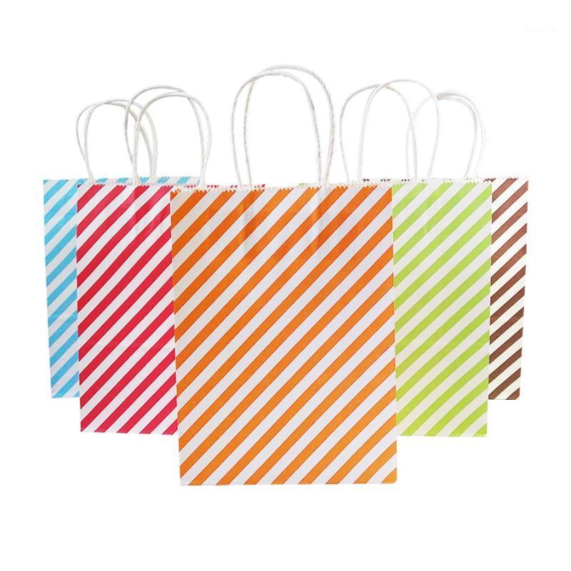 

50pcs/lot Small Gift Paper With Handles Colorful Diagonal Stripes 16x22cm Wedding Birthday Event Party Decoration Paper Bag1