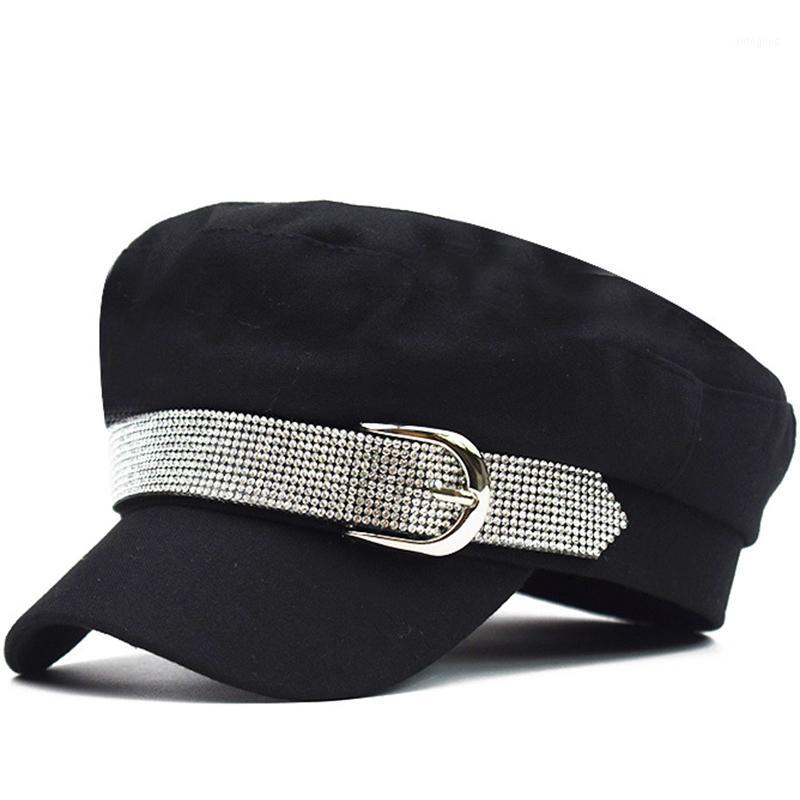 

Berets Spring Autumn Chain Cotton Hat For Women Female Flat Army Cap Salior Girl Ladies Travel Black Painters Cap1