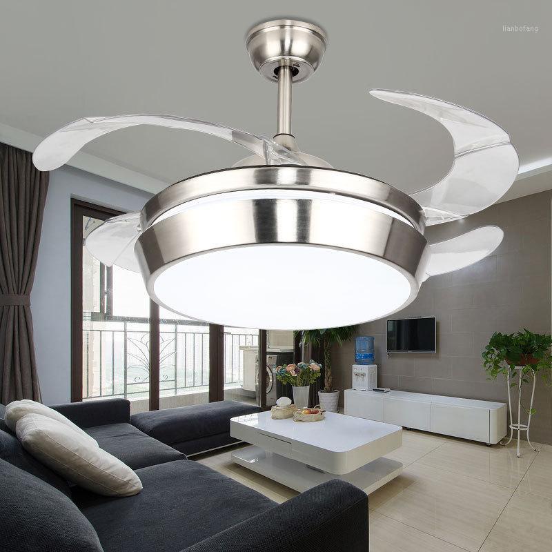 

Modern Led Ceiling fans with light Silver color fan lamps 42 inch reomote control Luminaria for living room bedroom in Summer1