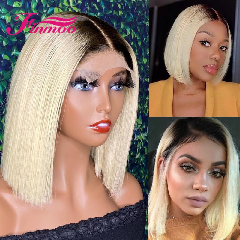 

1B 613 Blonde Bob Lace Front Wigs Human Hair Wigs For Women Pre Plucked 13x4 Brazilian Remy Short Human Hair 180 Density, As pic