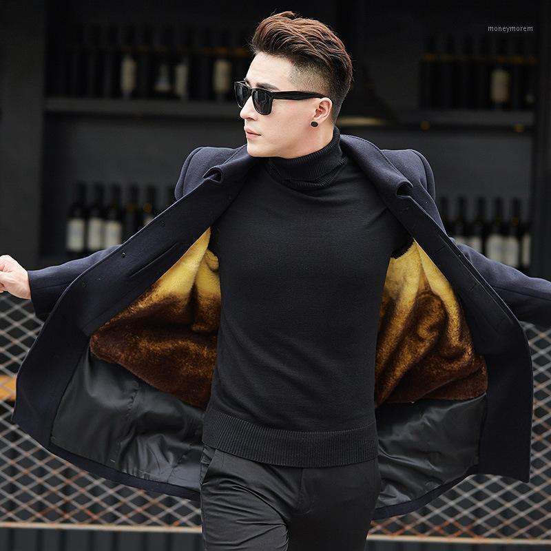 

Autumn and winter casual wool coat father's middle aged woolen coat male golden Rex Fur inner liner cashmere1, See chart