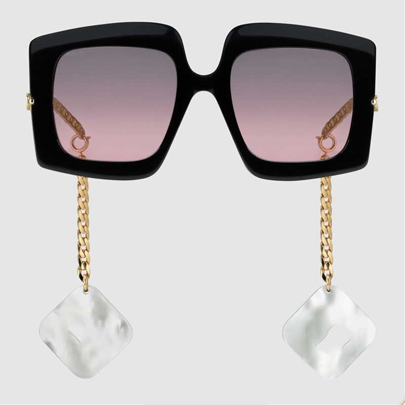 

Unique Black frame red lens woman earring sunglasses classic fashion 0722S glasses polycarbonate plate square frame 0722 sunglasses free box