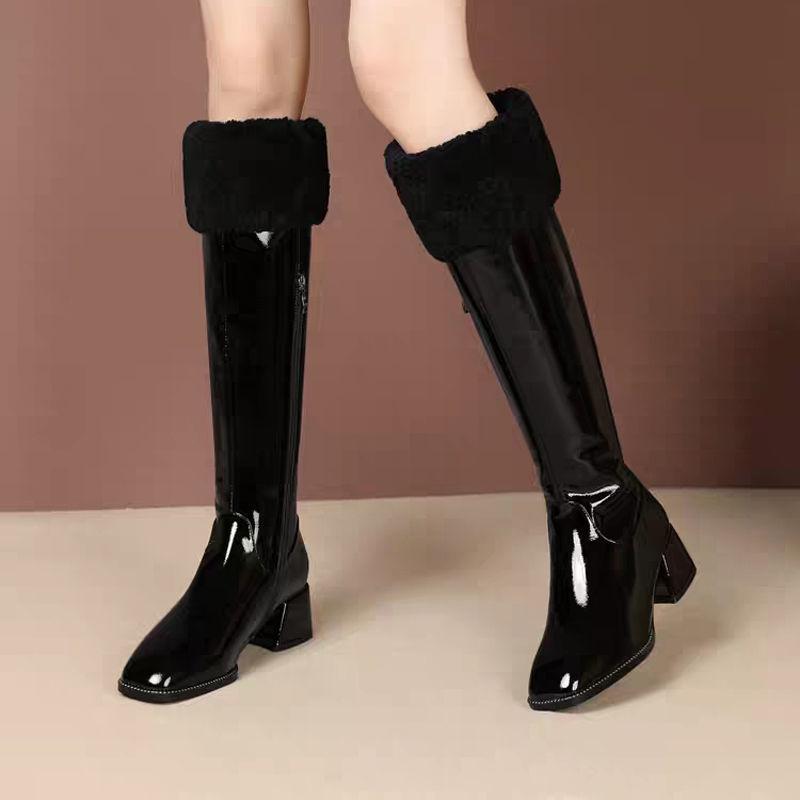 

Fashion snow boots women winter new soft leather thick sole thick heel down warm fashion comfortable all kinds, White plush