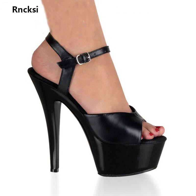 

Rncksi New Luxury Summer Sandals Fashion 15cm High-heeled Shoes Sexy open toe Women's shoes, Black