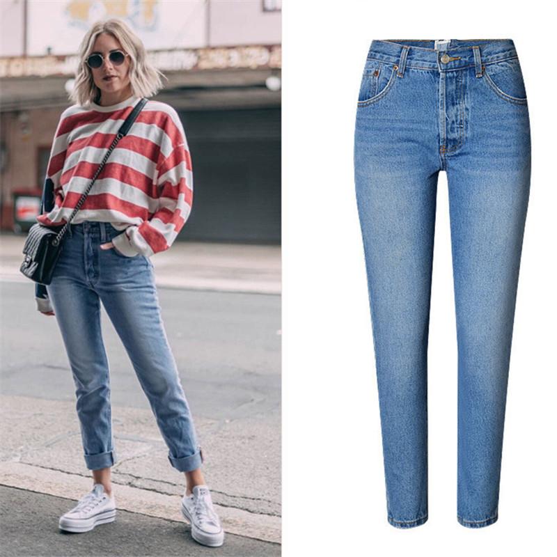 

2020 Plus Size Skinny Casual Jeans Woman Fashion Elasticity Boyfriend High Waist Jeans, As pic