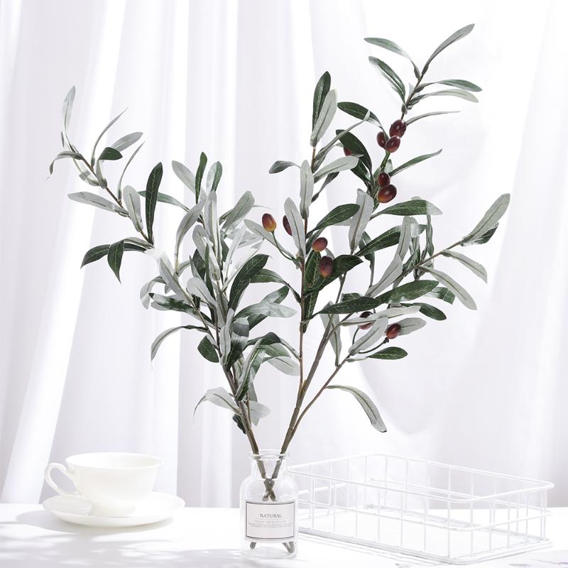

70cm Artificial Olive Leaves Olive Tree Branches Green Leaf Plant Fruit Artificial Plant Home Decor Wedding Branch Wreaths Decor