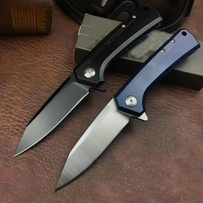 

High Quality 0808 Ball Bearing Fast Open Flipper Folding Blade Knife D2 Satin/Black Blade Stainless Steel Handle With Retail Box
