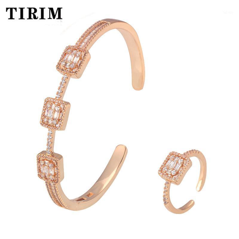 

TIRIM Spring Trendy Stackable Statement Bangle For Women Wedding Full Cubic Zircon Crystal CZ Dubai Silver Bracelet Ring1, As pic
