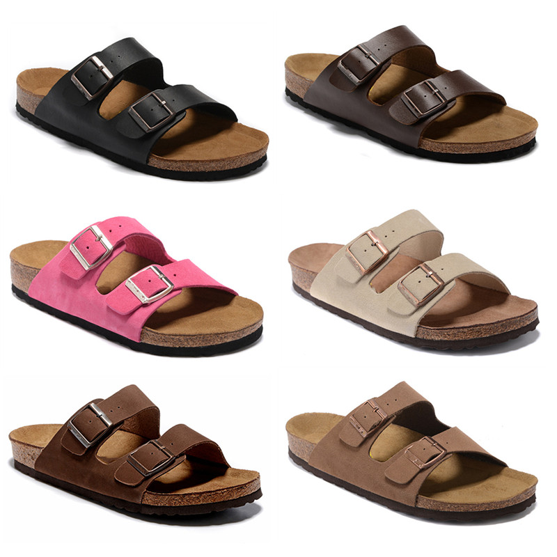

Arizona Luxury Designer Flip Flops Mens Womens Summer Sandals Beach Slide Slippers Ladies Leather cork slippers for men, 23