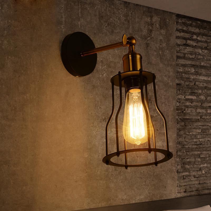 

Wall Lamp Vintage Bedside light Iron retro Stair Lamp Wall Lights E27 LED black Led For Bedroom Decor 79057