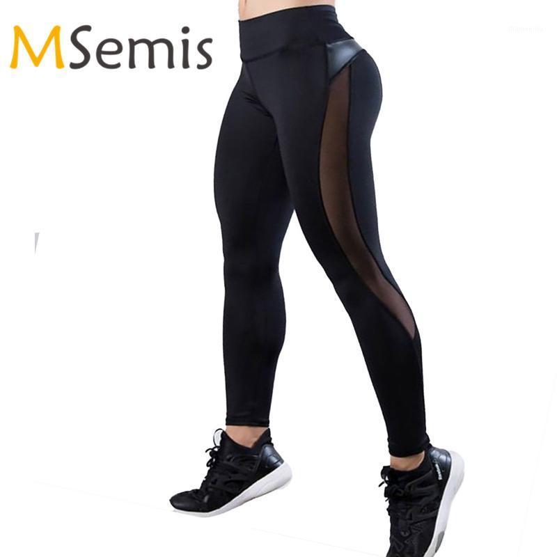 

Women' Yoga Sports Pants High Waist Side Mesh Splicing Stretchy Sports Trouser Tracksuit Fitness Capris Yoga Pants Leggings1, Black