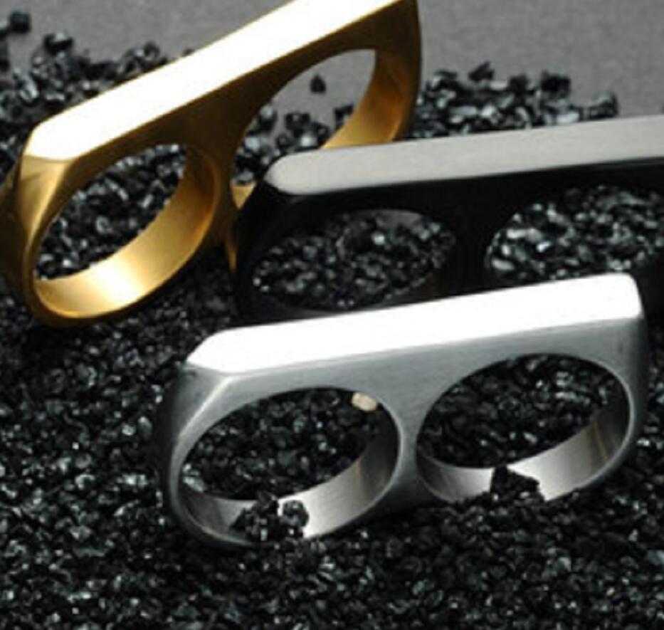 

Stainless Steel Finger Buckle Double-Finger Brass Steel Ring Hip-Hop Glossy Knuckles Ring Gold Ring Escape Gadget15