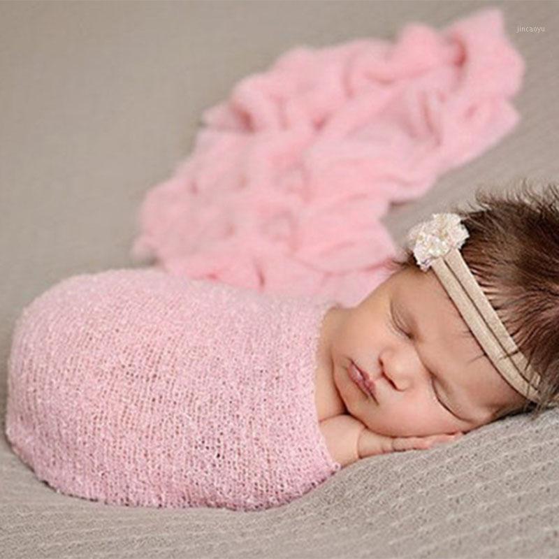 

10pcs/lot 40*150cm baby stretch wraps newborn photography props crochet baby receiving blankets acessorios shooting 20 colors1