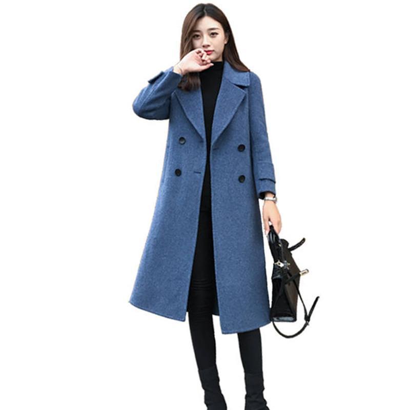 

2020 New Autumn Winter Clothes Wool Overcoat Women Coat Solid Wool Coat Classic Double-breasted Jacket Elegant Blend Outwear A01, As pic