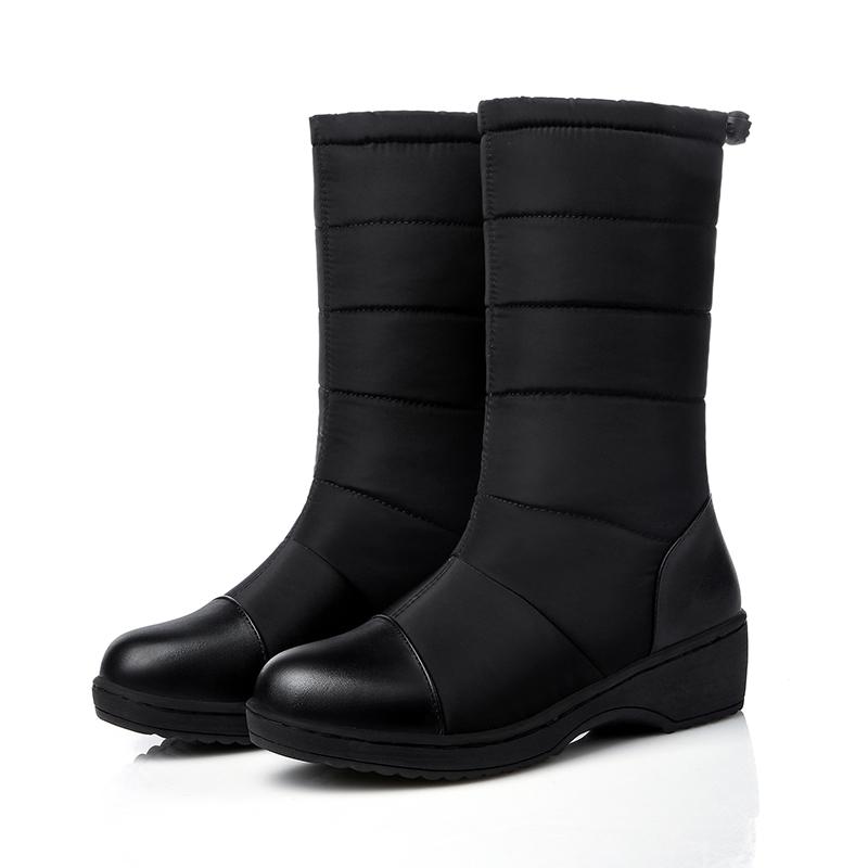 

Lucyever 2020 Winter Waterproof Down Snow Boots Women Super Warm Comfortable Wedges Mid Calf Boots Woman Cotton Padded Shoes, Black