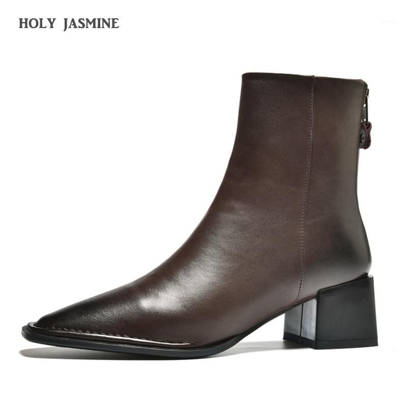 

2021 new Hot Sale Real Cow Leather Western Ankle Boots Women Point Toe Kitten Heels Short Boots Winter Cowboy Knight Woman1, Black