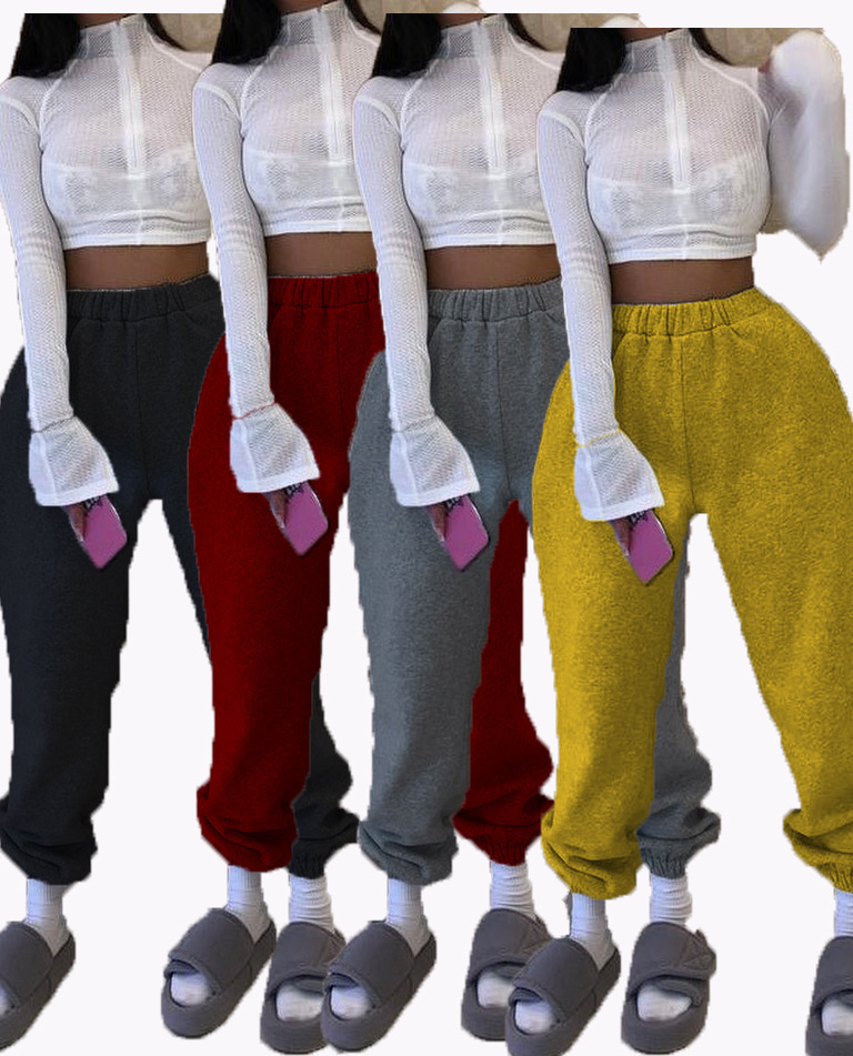 

wholesale New womens solid colorw omen casual pants 4 color womens Trousers only pants 2020 autumn and winter D930, White