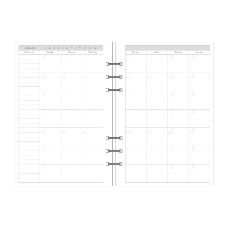 

A6 planner notebook inside page for A6 6-hole loose leaf book