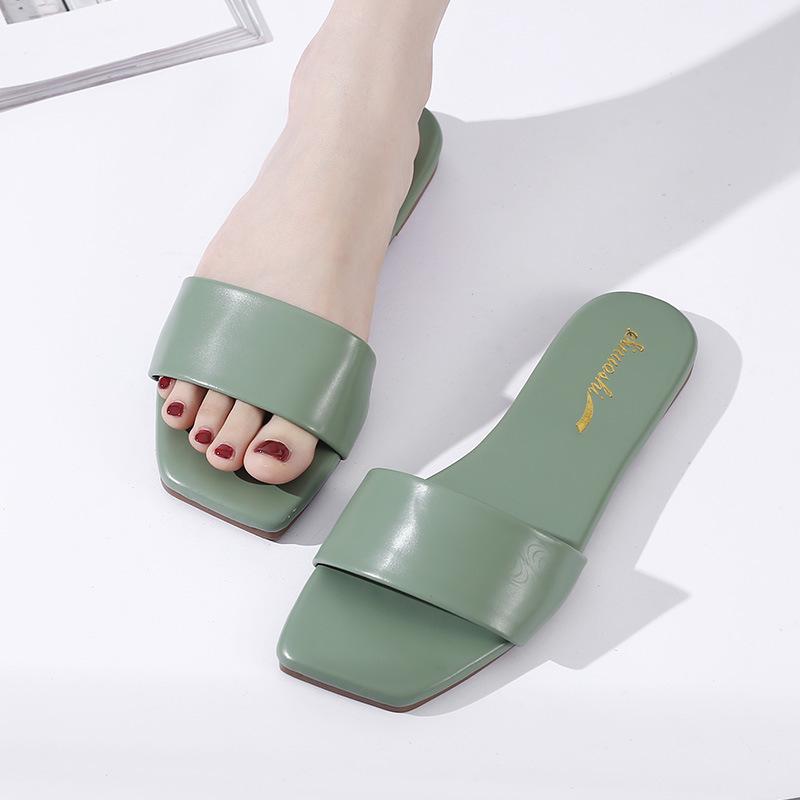 

slippers female open toe simple summer shoes room beach casual women ladies lady woman university student flat outside slides, Yellow