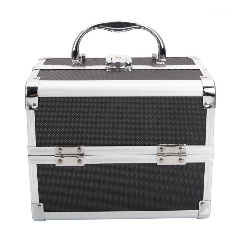 

Storage Bag with Mirror & Key Black Case silver diamond pattern Aluminummakeup case organizer box1, 14901771