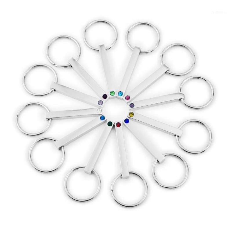 

100% Stainless Steel Blank Bar Key Chain For Engrave Metal Rectangle Charm With Birthstone Key Ring Mirror Polished 10pcs1