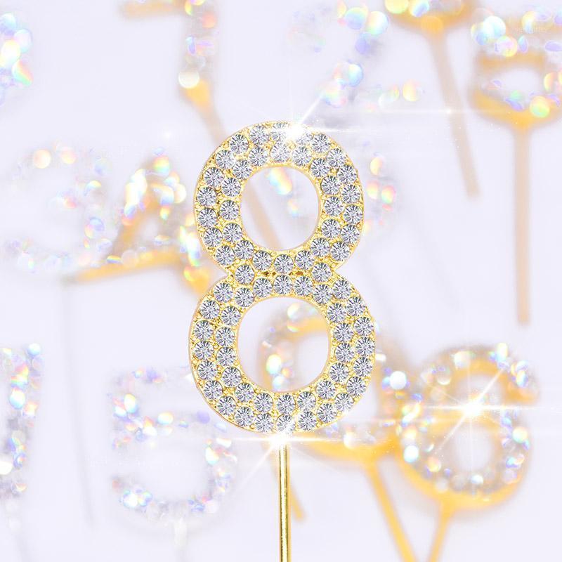 

Glitter Alloy Rhinestone Number Cake Toppers Baby Shower Birthday Decoration Wedding Gold Silver Digital Cake Dessert Decor1