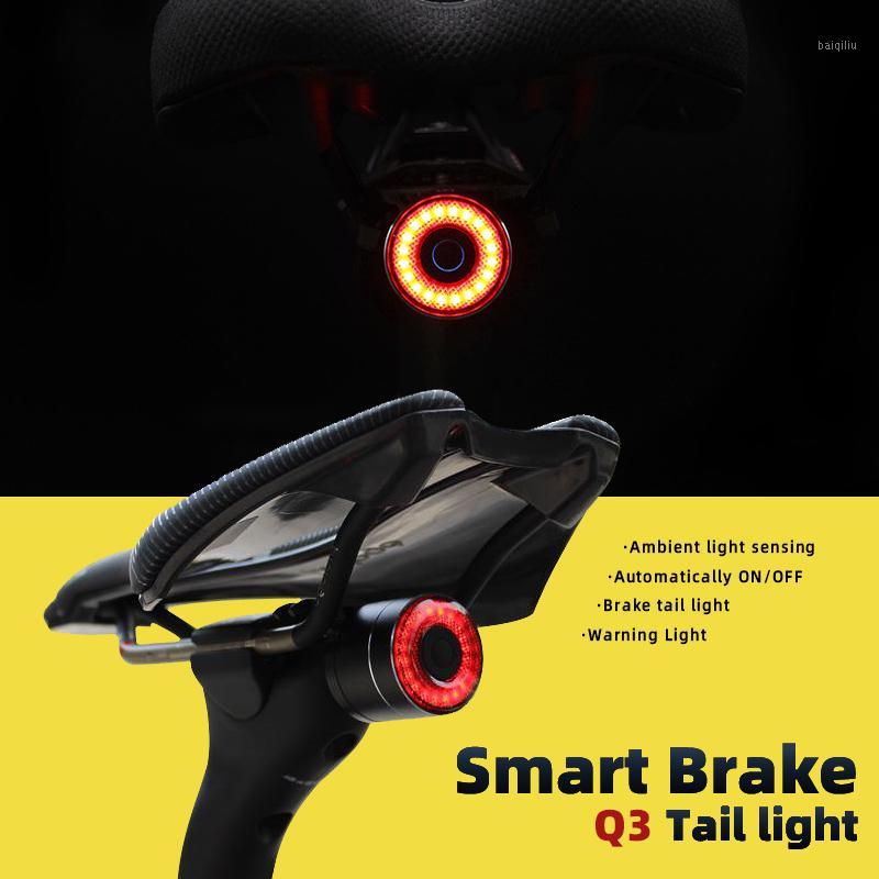 

Q3 smart Bicycle taillights Intelligent sensor Brake lights usb Road bike MTB Rear taillights Smart Auto Brake Sensing Light1
