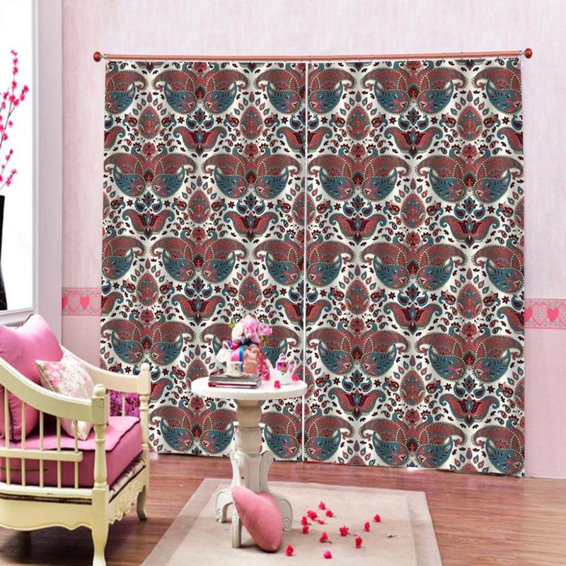 

European Style Printed Polyester Fabric Curtain Custom 3D Stereoscopic Blackout Drapes For Living room Bedroom Decor Sets, As pic
