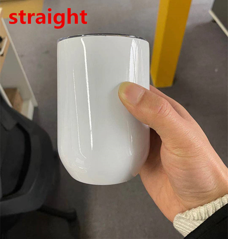 

sublimation Wine Tumblers 12oz straight Egg Mugs double walled wine glass stainless steel tumblers fast ship, White