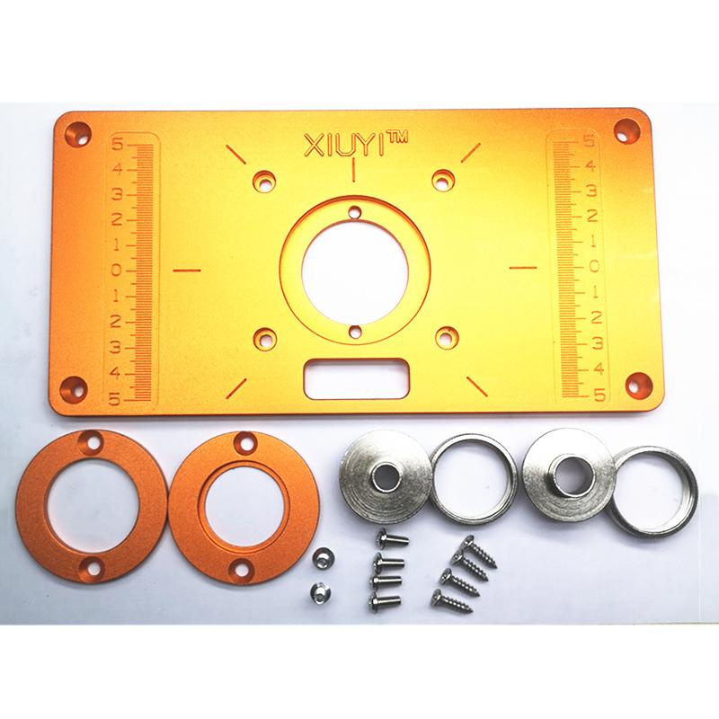 

Aluminum Router Table Insert Plate w/ 2 Router Insert Rings Trimming Machine Flip Plate for Woodworking Benches Trimmer