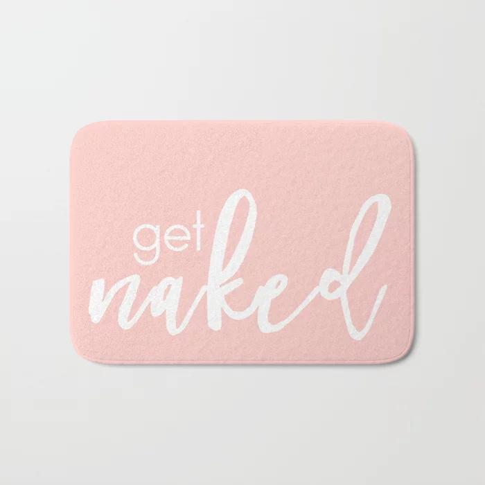 

HOT Bathroom Rugs Bathroom Decor Get Naked White on Llight Pink Bath Mat Flannel Absorbent Non Slip Doormat for Entrance Door