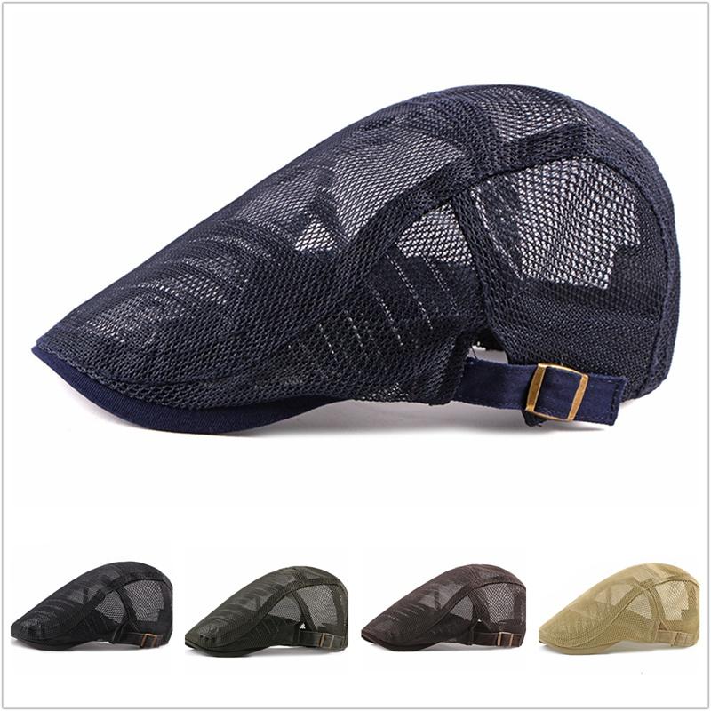 

2020 Men's Beret Breathable Mesh Summer Flat hat Newsboy Hat Cap Cabbie Cap ZJM9183, Khaki