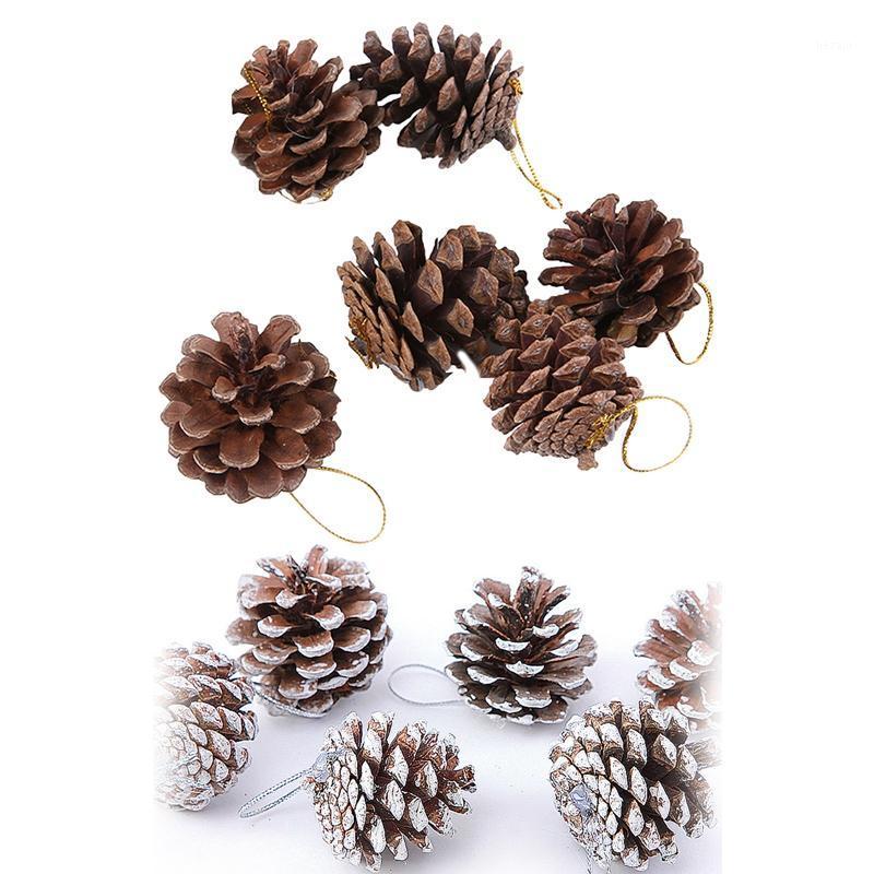 

6Pcs Christmas Tree Decoration Pine Cone Pendant Christmas Decoration Natural Pine Cone Dyed White Small Ornament1