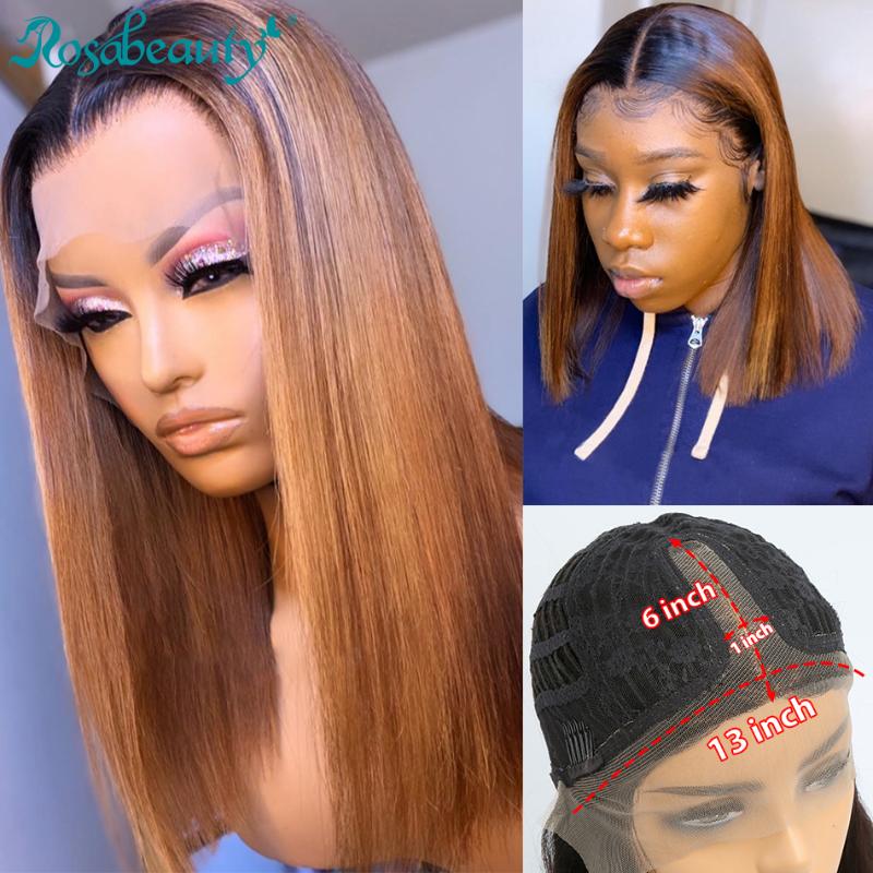 

Rosabeauty 13x1 6x1 T Part Lace Front Human Hair Wigs pre plucked Brazilian Straight Frontal Wig For Black Women colored ombre, As pic