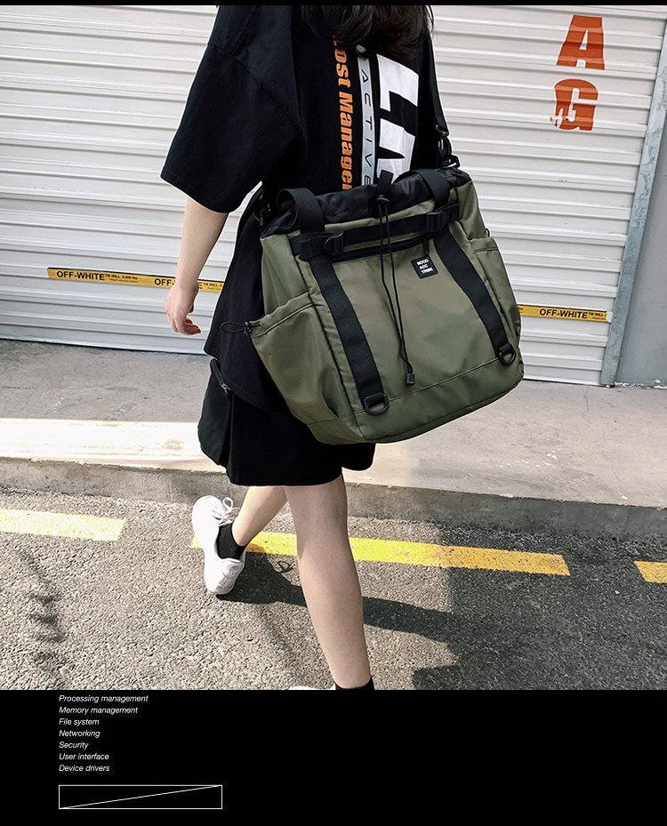 LWH） Mens Single Shoulder Messenger Bag Nylon Large Capacity Travel Bag Fashion Outdoor Luggage 19.687.8711.02 inch 