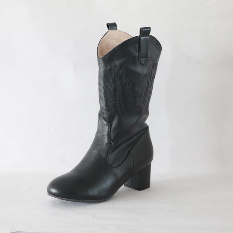 

Lady Boots Round Toe Women Shoes Autumn Booties Woman 2020 Low Heel Winter Footwear Ladies Rubber Mid Calf Solid