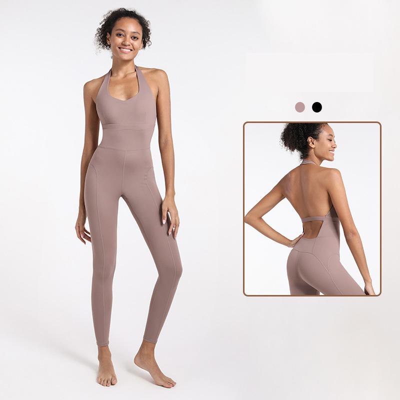 

Sexy Sleeveless Workout Yoga Jumpsuit Stretch Fitness Ballet Bodysuit Rompers One Piece Sport Set Women Sports Bra Gym Clothing, Black
