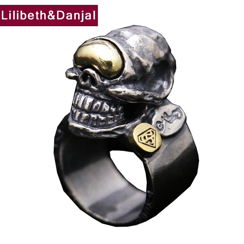 

Punk Rock Skull Ring 100% Real 925 Sterling Silver Vintage Rings for Men fine Jewelry bague femme argent 925 2020 New Arrival R3