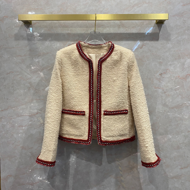 

Woolen woolen Jacket Women' short 2020 Korean new woolen Mohair pure color quality tweed cardigan, Beige