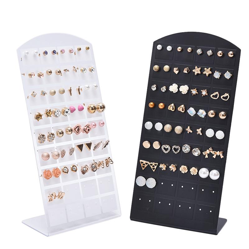 

Jewelry Pouches, Bags 72 Holes Fashion Earrings Ear Studs Show Plastic Display Rack Metal Stand Organizer Holder 2 Colors