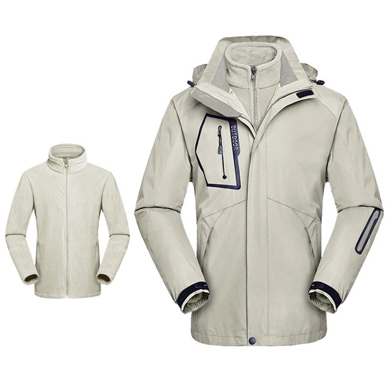 

Outdoors Winter Autumn Men Women Windproof Hiking Jacket 3 In 1 Waterproof Warm Hooded Coat Couple Camping Hiking Windbreaker, Army green