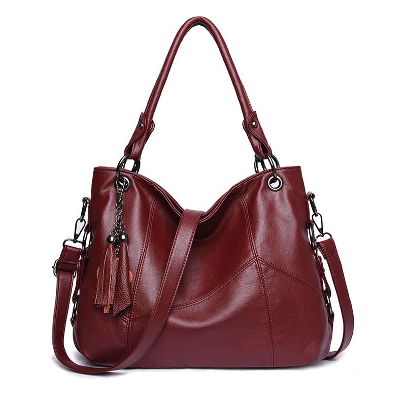 

New Soft Leather Tassel Luxury Handbags Women Bags Designer Handbags High Quality Ladies Crossbody Hand Tote Bags For Women, Red