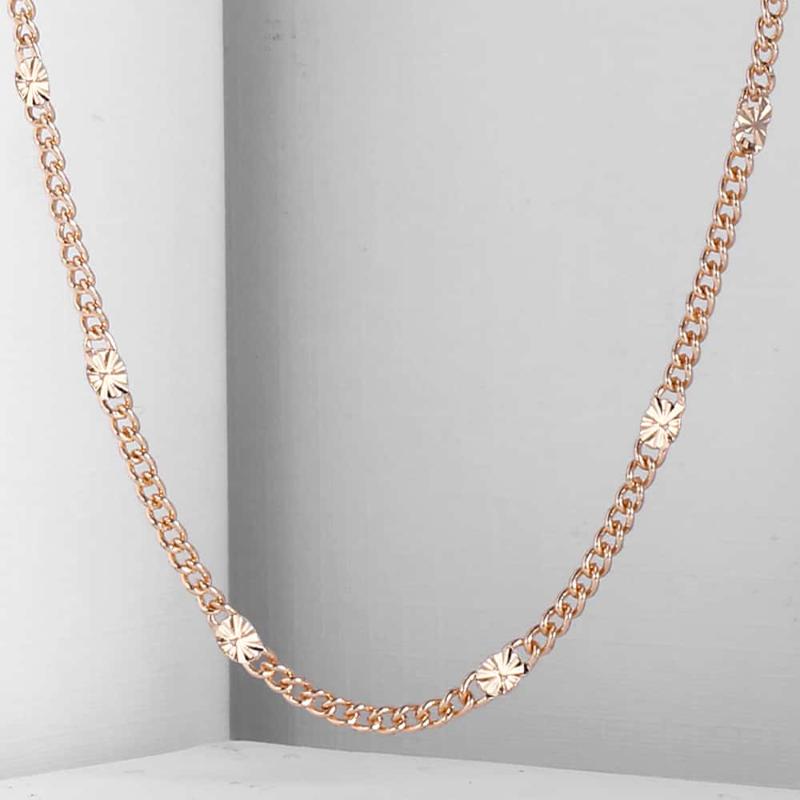 

Chains 3mm Womens Girls Necklace Curb Cuban Link Chain 585 Rose Gold Filled 50/60cm Fashion Jewelry Gifts Wholesale LCN12