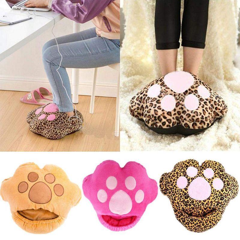 

Cute Cartoon USB Foot Warmer Electrical Heating Plush Shoes Winter Heater Home Office 3 Colors