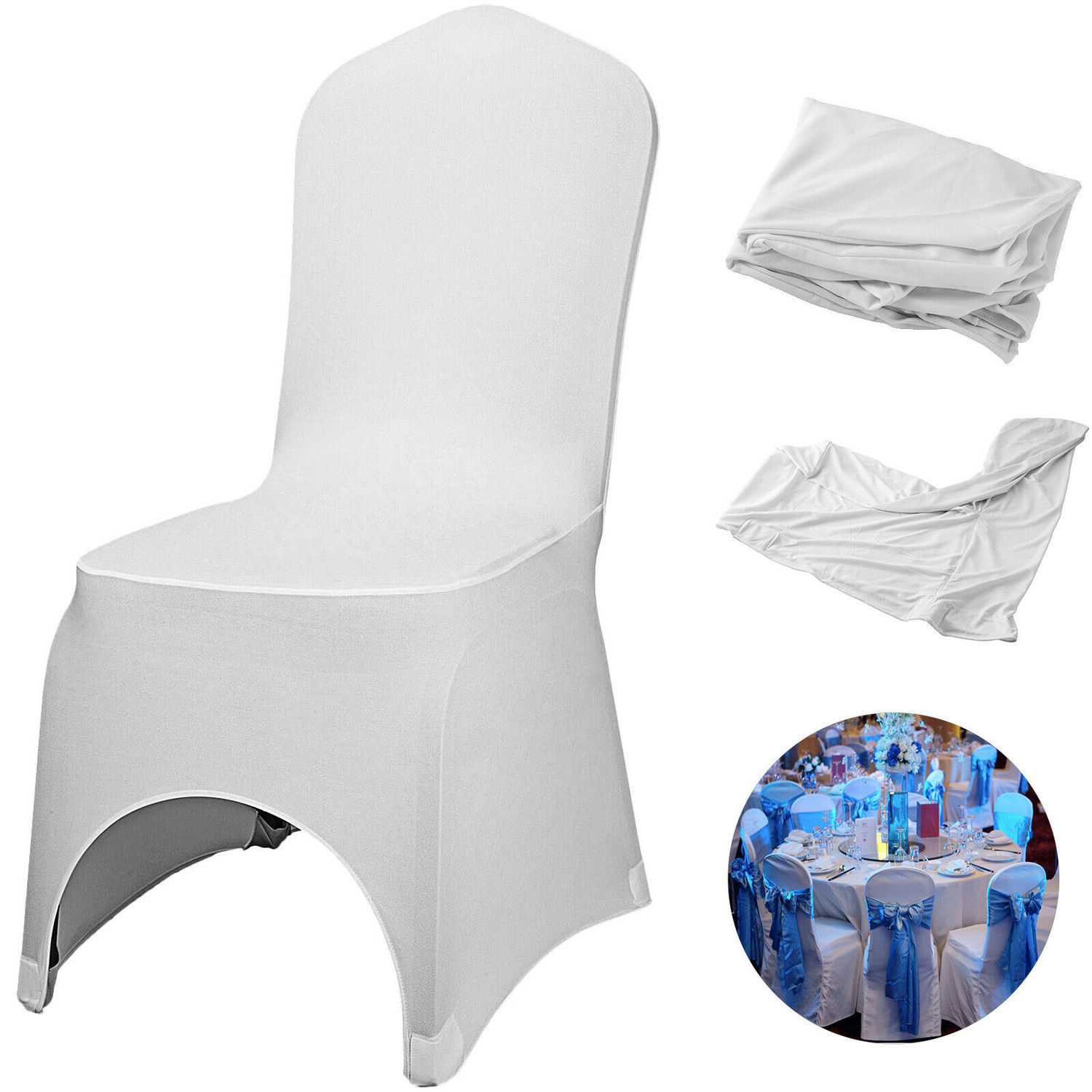 

VEVOR White Chair Covers 100PCS Stretch Polyester Spandex Slipcovers for Banquet Dining Party Wedding Decorations Y200103