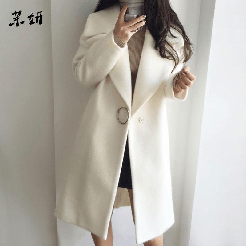 

2020 New Thin Wool Blend Coat Women Long Sleeve Turn-down Collar Outwear Jacket Casual Autumn Winter Elegant Overcoat Leisure, Pink