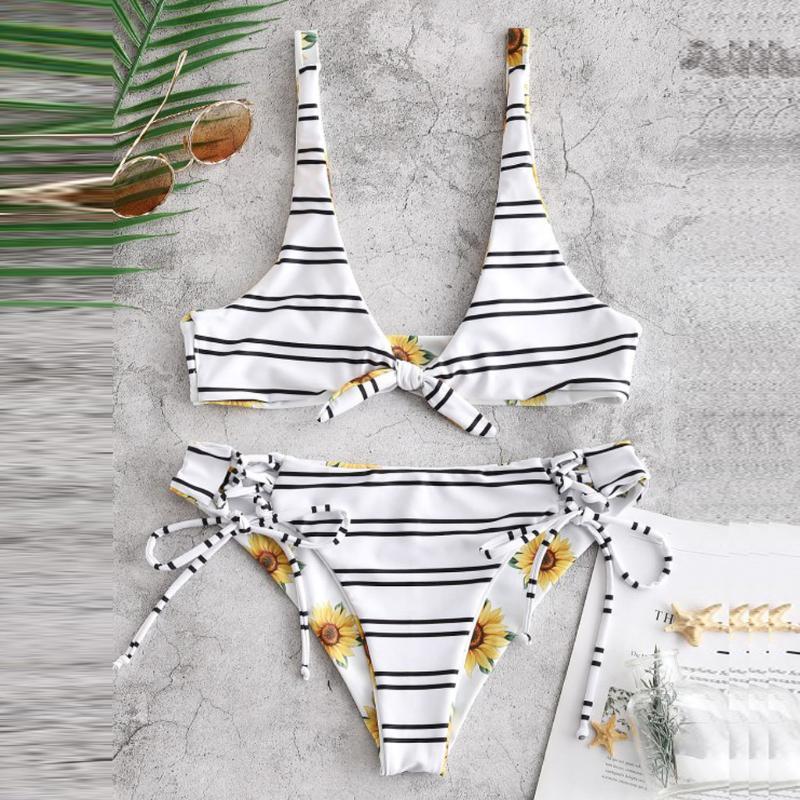 

Women' Swimwear 2020 Sexy Patchwork Bikini Push-Up Pad Swimsuit Beachwear Two Pieces Bikini Set High Waisted Biquini Monokini, White
