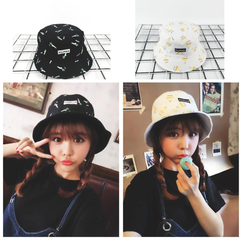 

Pattern Fisherman Hat Ladies Double-sided Printed Bucket Cap Street Trend Hat Summer Outdoor Sun Visor, Blue;gray